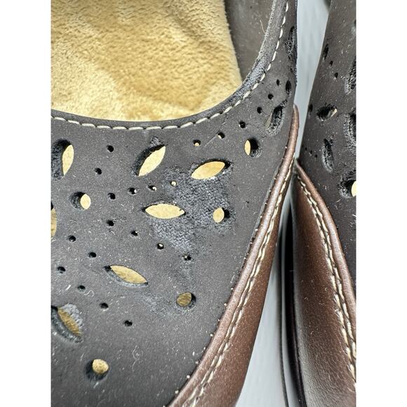 Rialto Brown Mary Jane Wedges Size 7.5 Perforated Chunky Y2K Preppy Twee - Picture 5 of 11